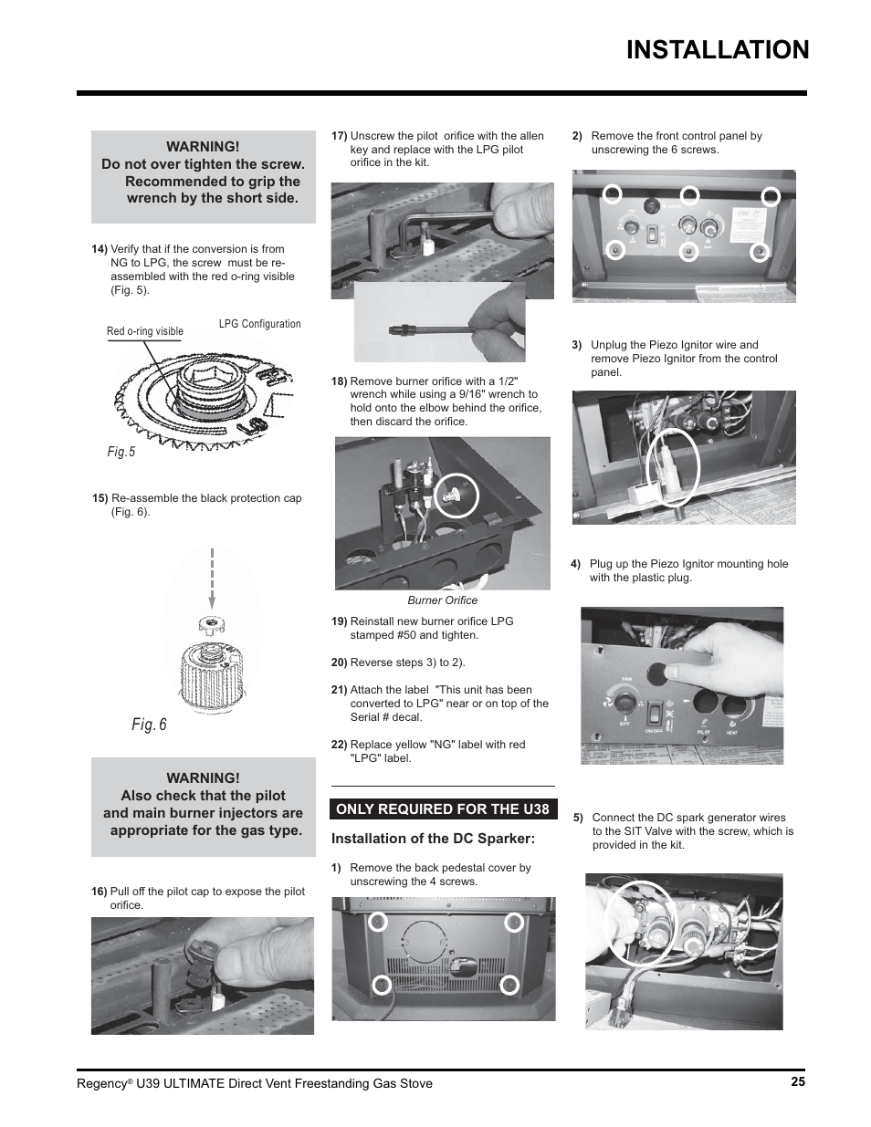 Installation, Fig. 6 | Regency Ultimate U39-LP1 User Manual | Page 25 / 44