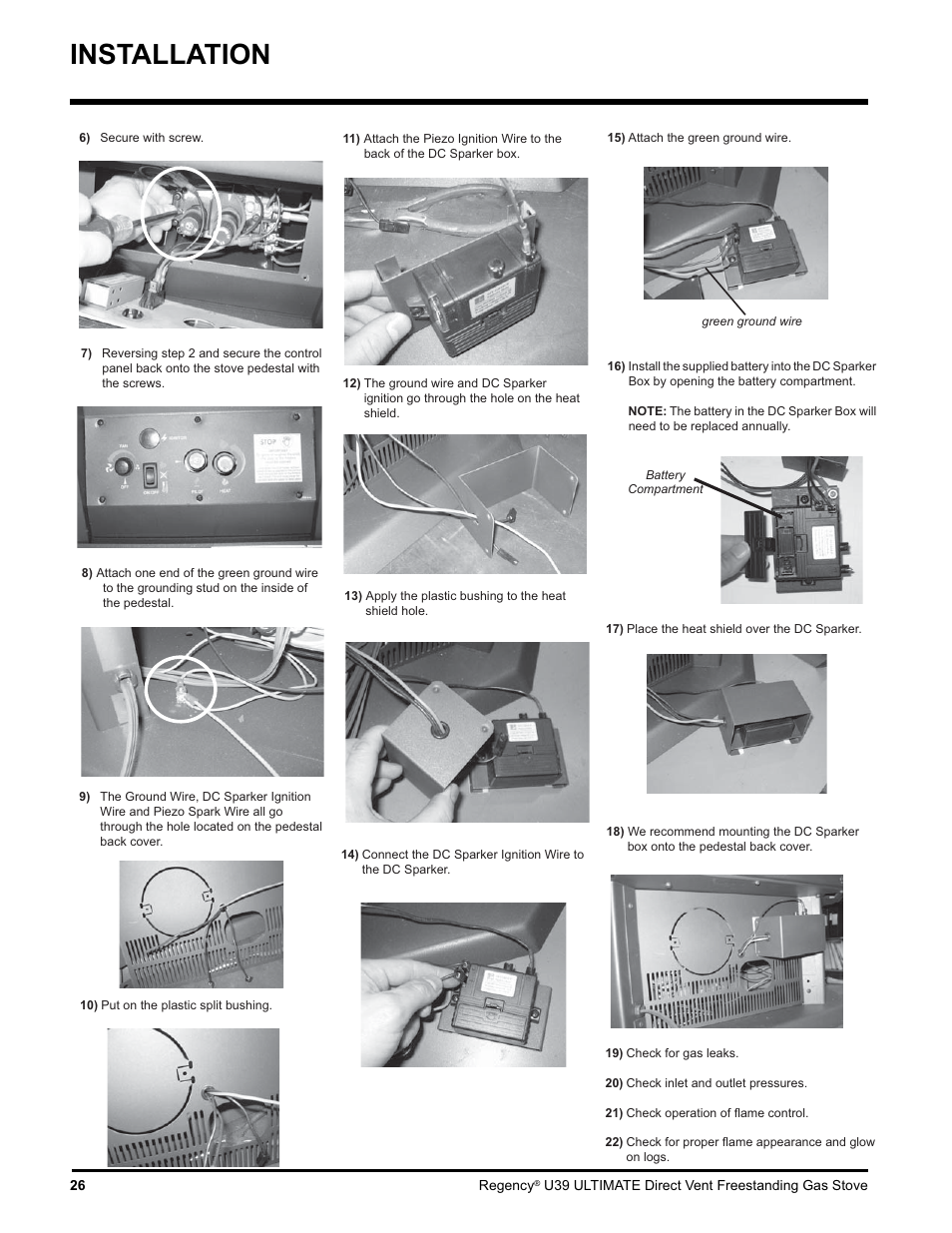 Installation | Regency Ultimate U39-LP1 User Manual | Page 26 / 44