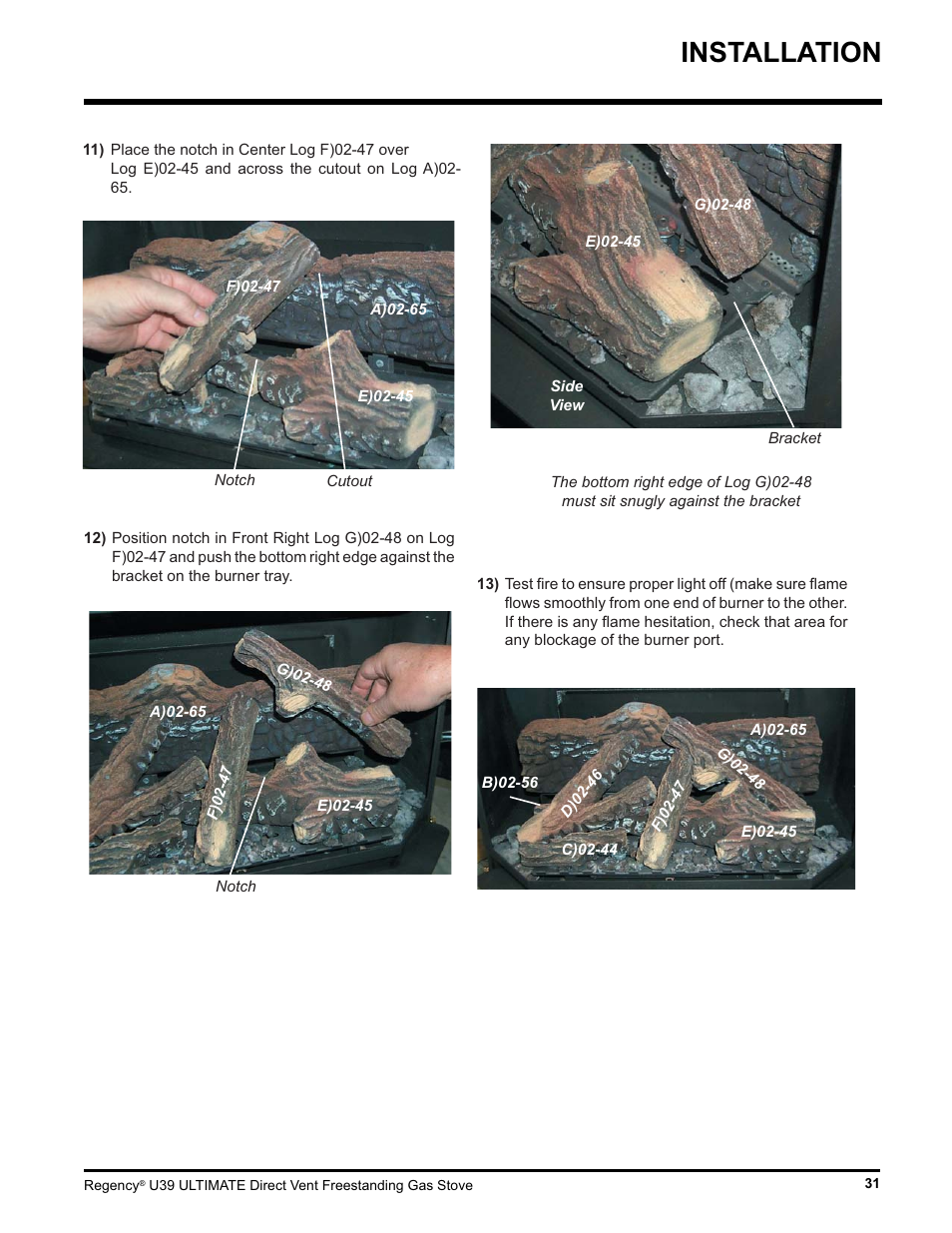 Installation | Regency Ultimate U39-LP1 User Manual | Page 31 / 44