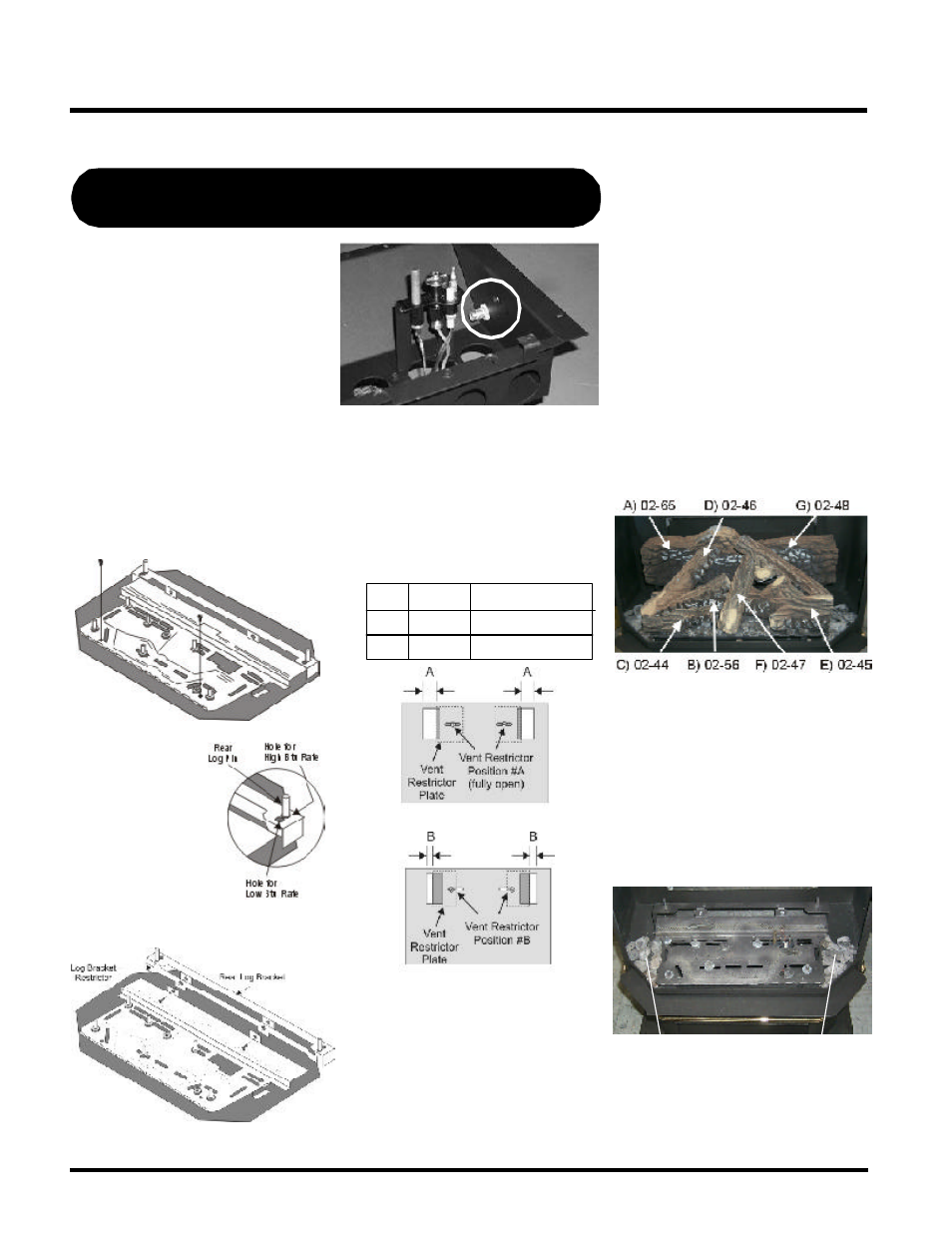 Installation, Log set installation, Conversion t o lower btu rating for u38 | Regency ULTIMATE U38-LP User Manual | Page 10 / 24