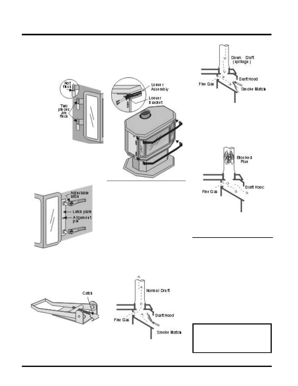 Installation, Optional wall thermostat, Test for flue spillage | Louver installation, Front door installation | Regency ULTIMATE U38-LP User Manual | Page 12 / 24