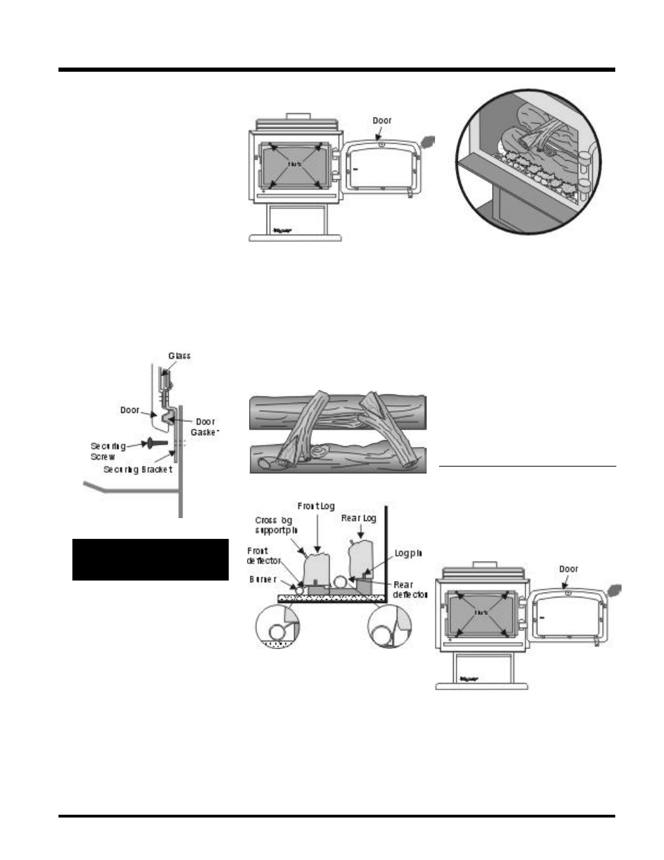 Installation, Door and glass frame, Log installation | Regency C34-NG2 User Manual | Page 25 / 36