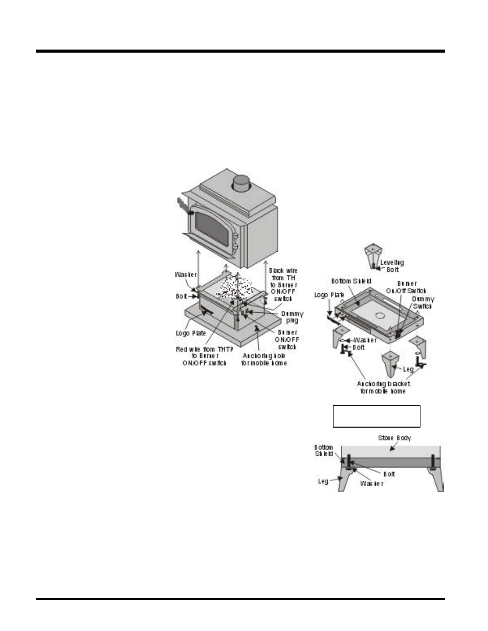 Installation, Pedestal assembly, Leg and bottom shield assembly | Regency C34-NG2 User Manual | Page 8 / 36