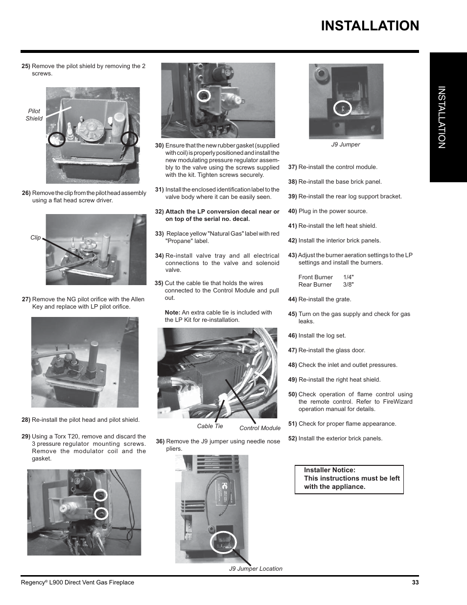 Installation, Inst alla tion | Regency LIBERTY L900-NG User Manual | Page 33 / 56