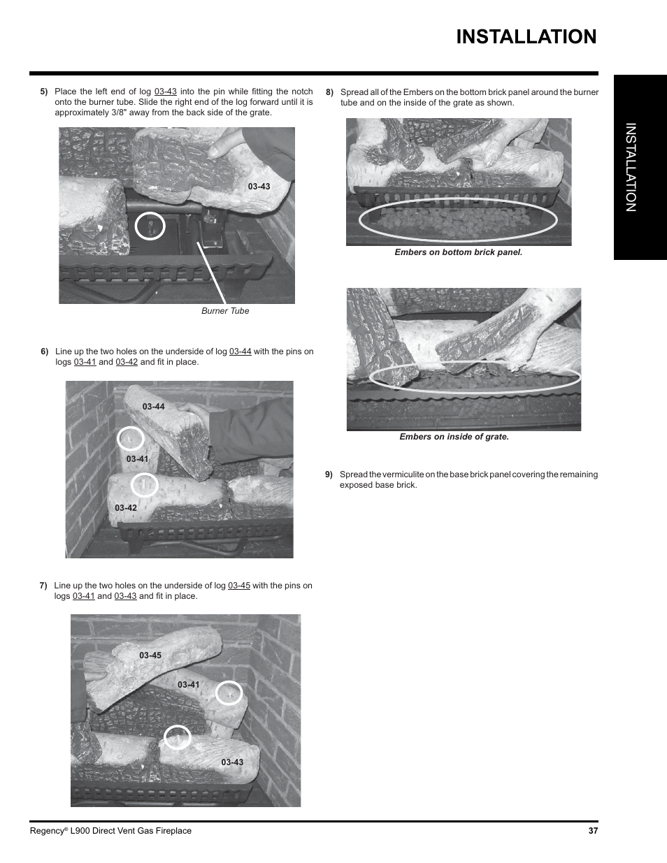 Installation, Inst alla tion | Regency LIBERTY L900-NG User Manual | Page 37 / 56