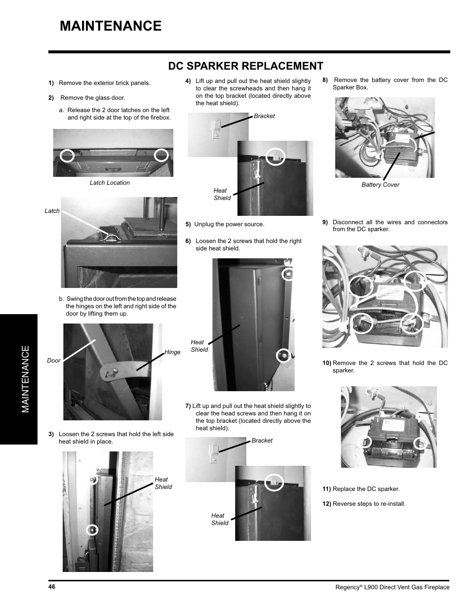 Dc sparker replacement, Maintenance | Regency LIBERTY L900-NG User Manual | Page 46 / 56