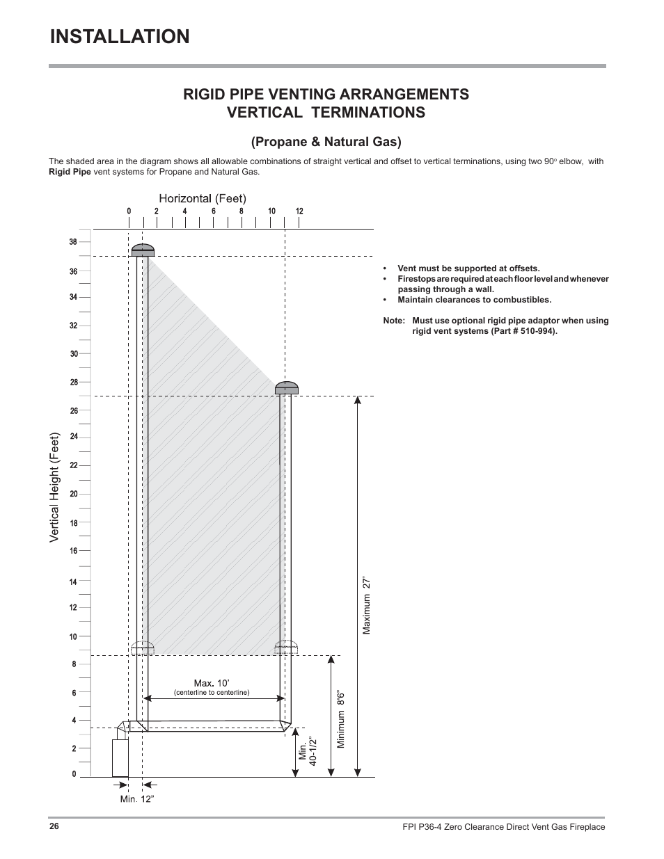 Installation, Propane & natural gas) | Regency Zero Clearance Direct Vent Gas Fireplace P36-LP4 User Manual | Page 26 / 68