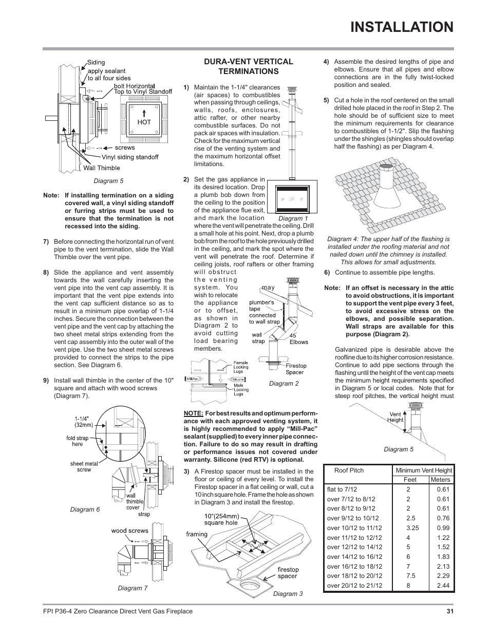 Installation | Regency Zero Clearance Direct Vent Gas Fireplace P36-LP4 User Manual | Page 31 / 68