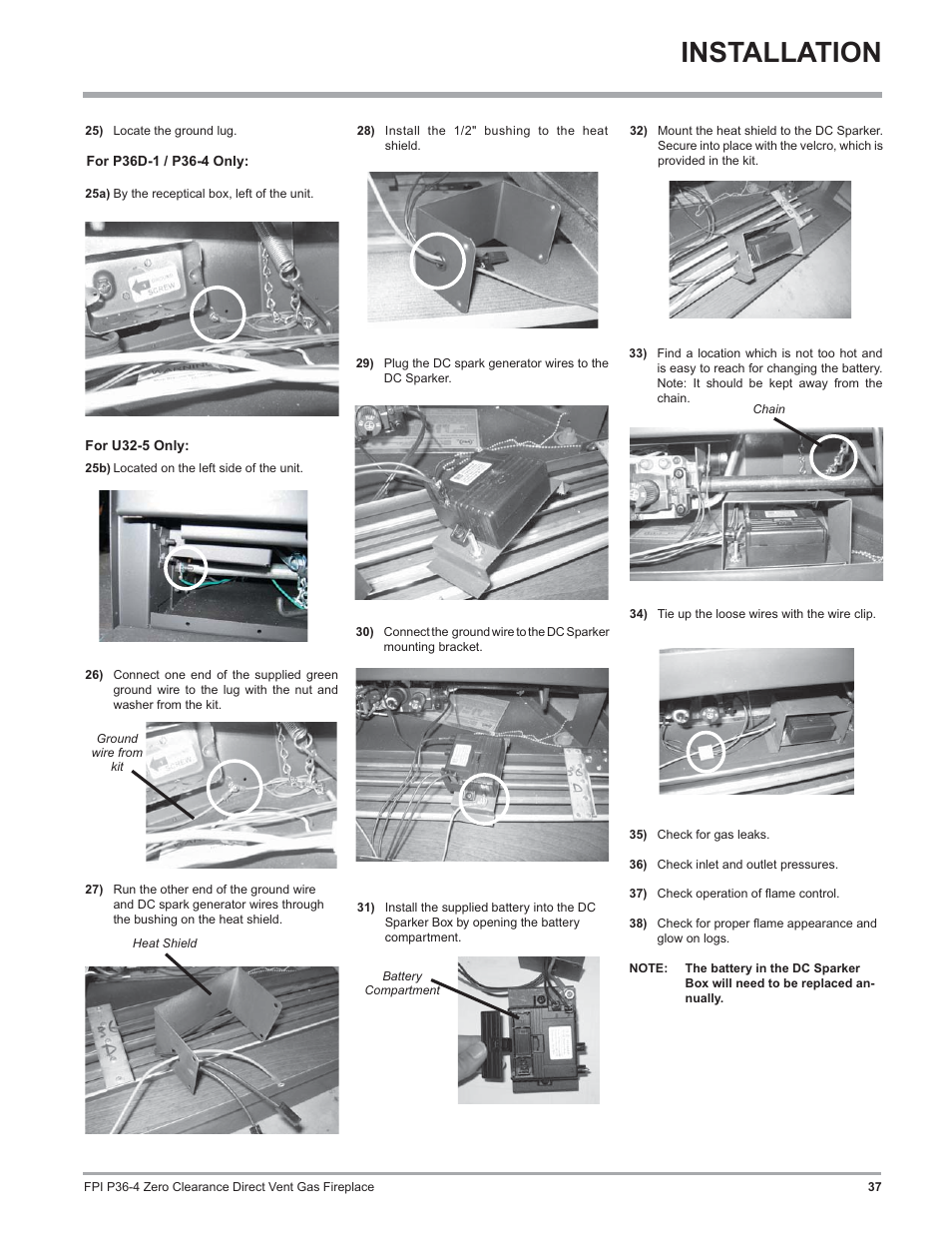 Installation | Regency Zero Clearance Direct Vent Gas Fireplace P36-LP4 User Manual | Page 37 / 68