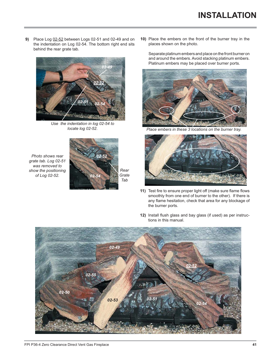 Installation | Regency Zero Clearance Direct Vent Gas Fireplace P36-LP4 User Manual | Page 41 / 68