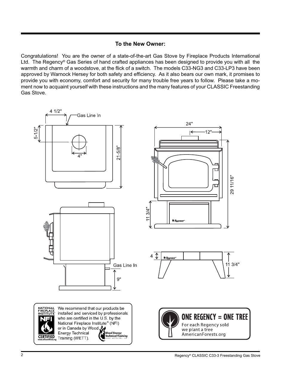 Regency C33-LP3 User Manual | Page 2 / 28