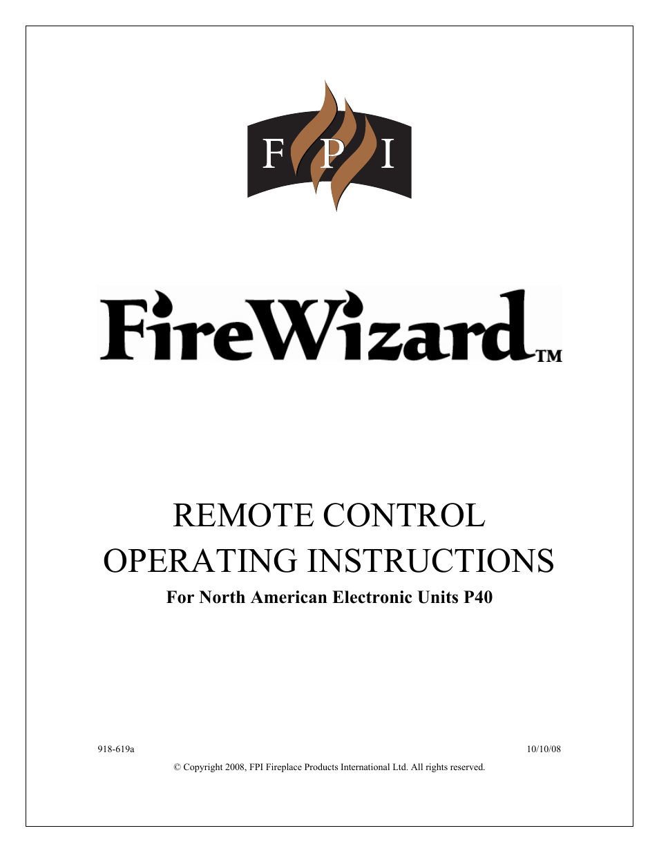 Regency FireWizard User Manual | 12 pages