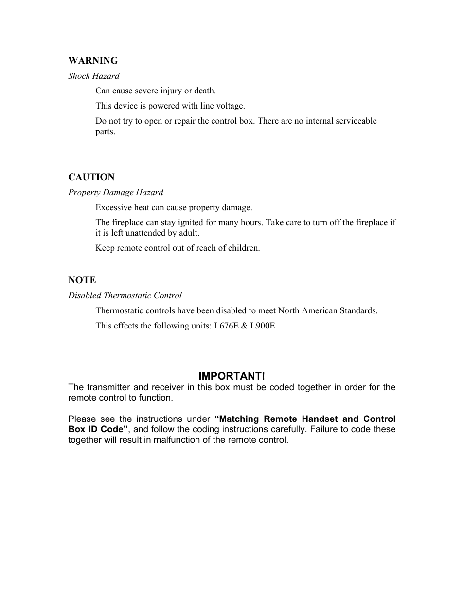 Important | Regency FireWizard User Manual | Page 2 / 12