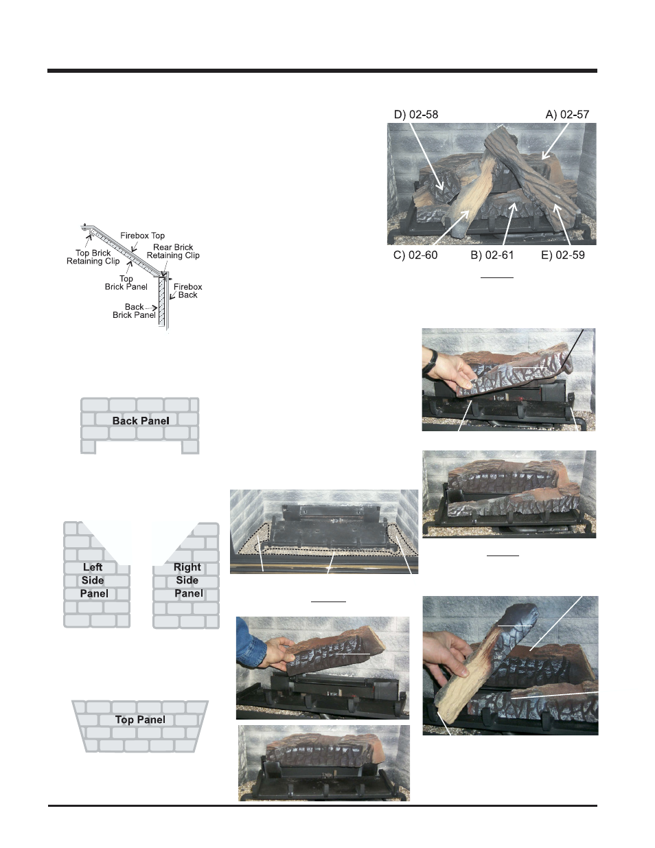 Installation, Optional brick panels, Log set installation | Regency P33R-LP2 User Manual | Page 22 / 40