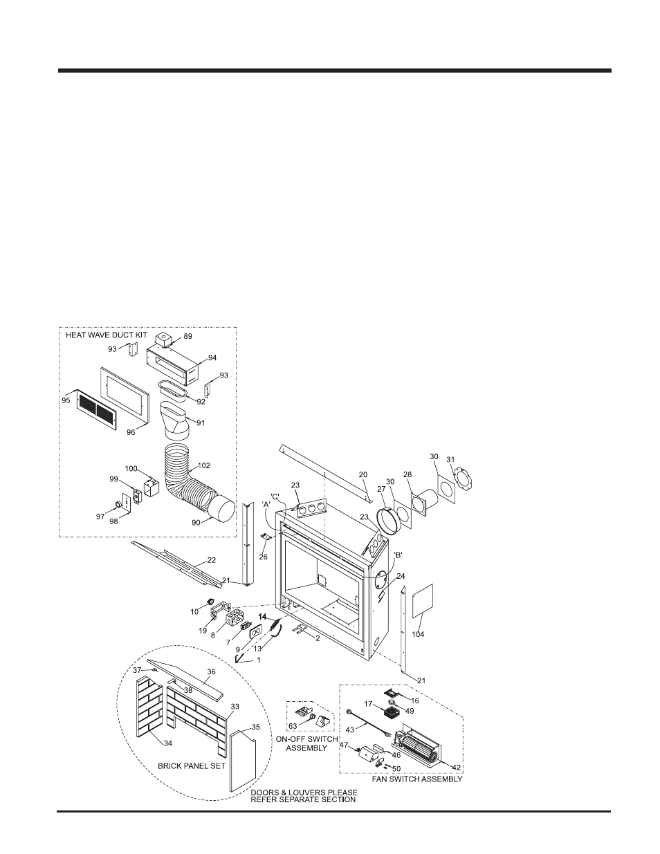 Parts list, Main assembly | Regency P33R-LP2 User Manual | Page 33 / 40