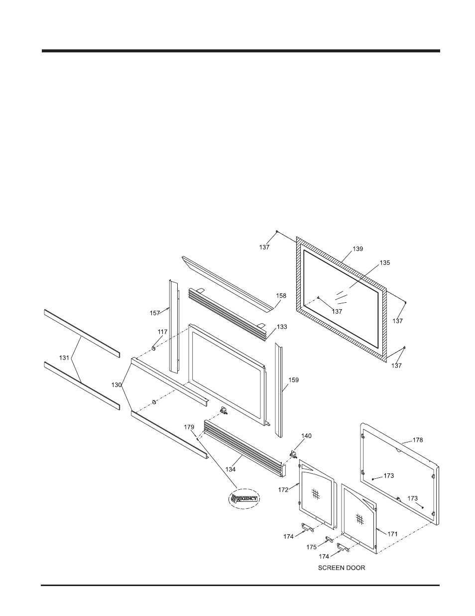 Parts list, Flush front & louvers | Regency P33R-LP2 User Manual | Page 35 / 40