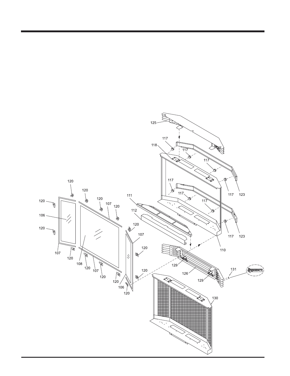 Parts list, Bay front & louvers | Regency P33R-LP2 User Manual | Page 36 / 40