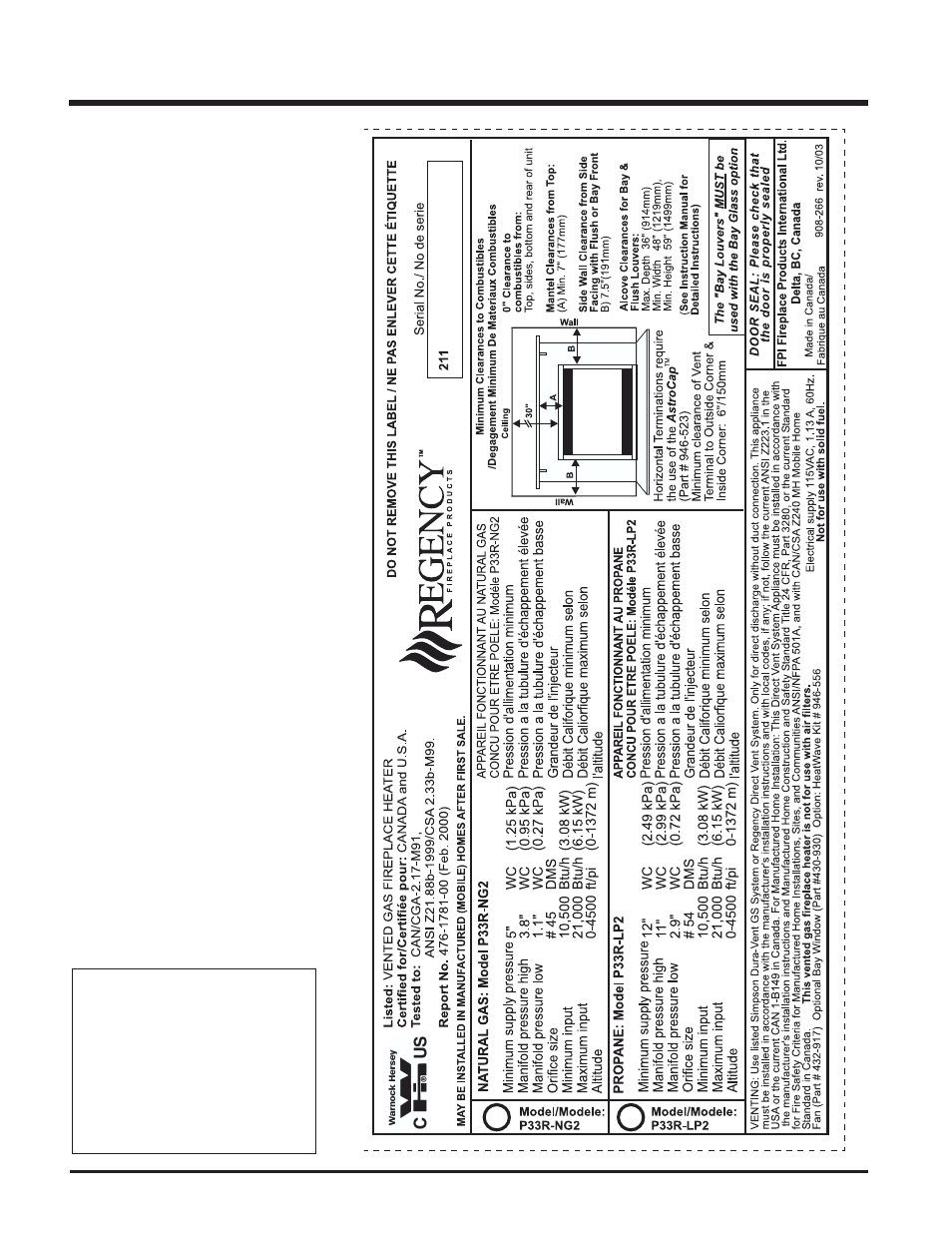 Safety label | Regency P33R-LP2 User Manual | Page 4 / 40