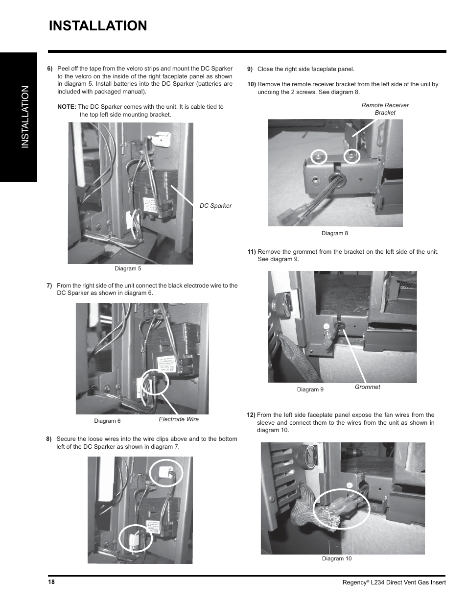 Installation, Inst alla tion | Regency L234-NG User Manual | Page 18 / 40