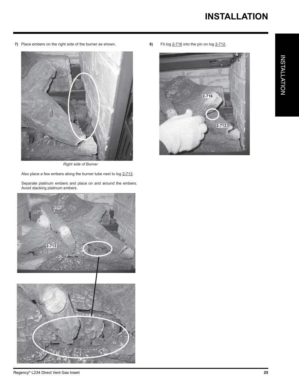 Installation, Inst alla tion | Regency L234-NG User Manual | Page 25 / 40