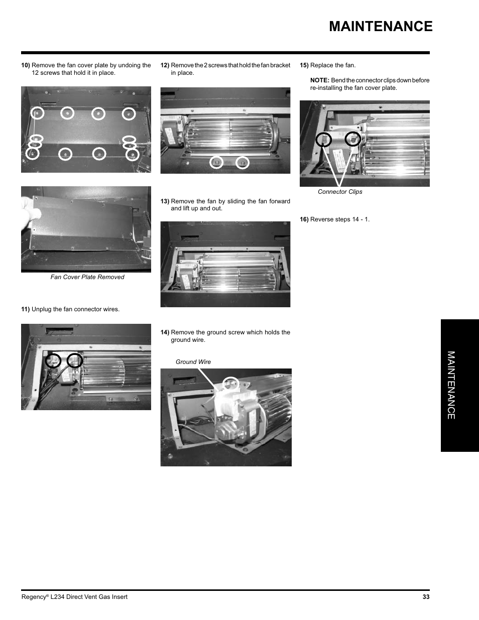 Maintenance | Regency L234-NG User Manual | Page 33 / 40