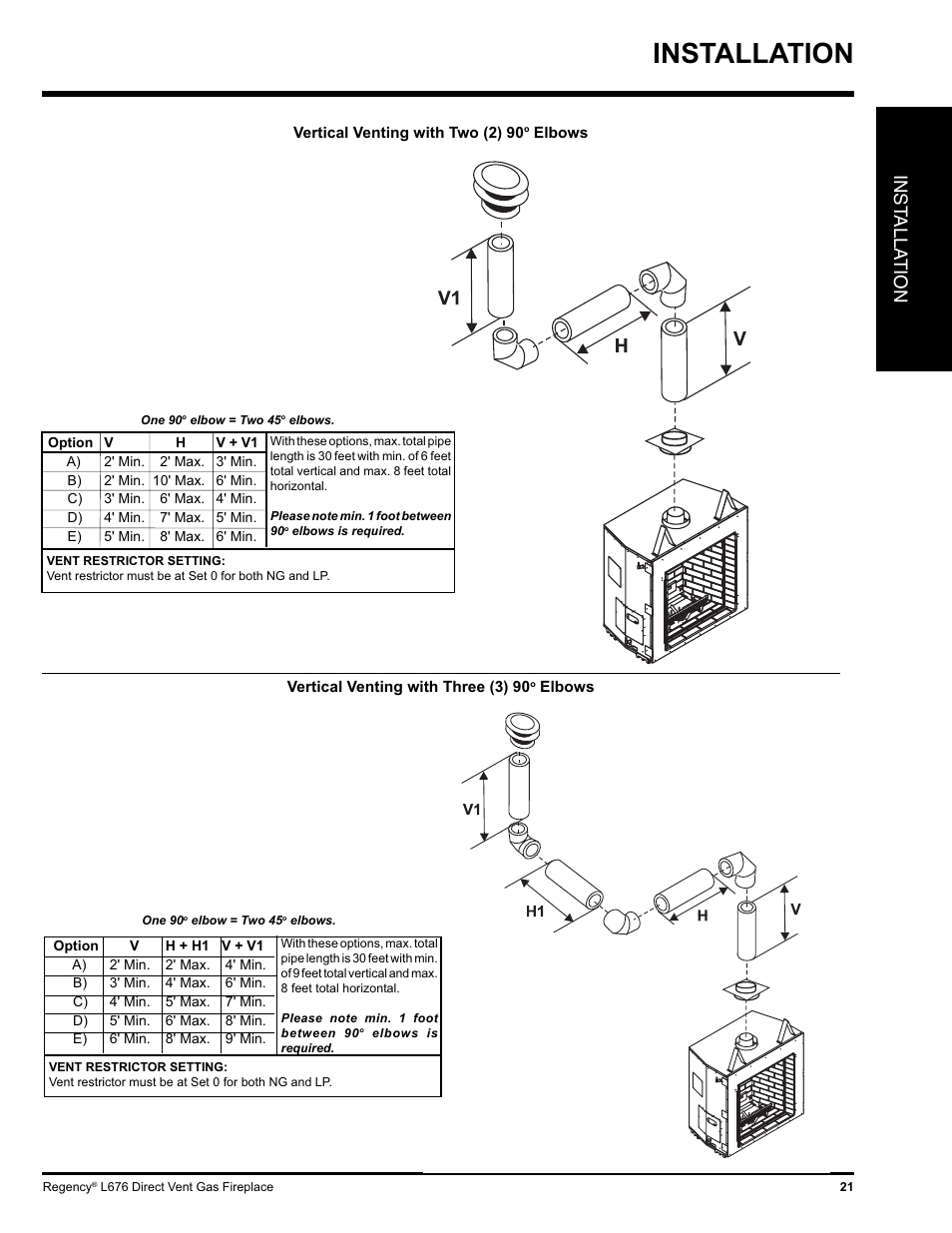 Installation, Inst alla tion | Regency Liberty L676 User Manual | Page 21 / 56