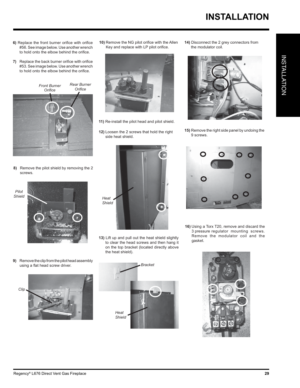 Installation, Inst alla tion | Regency Liberty L676 User Manual | Page 29 / 56
