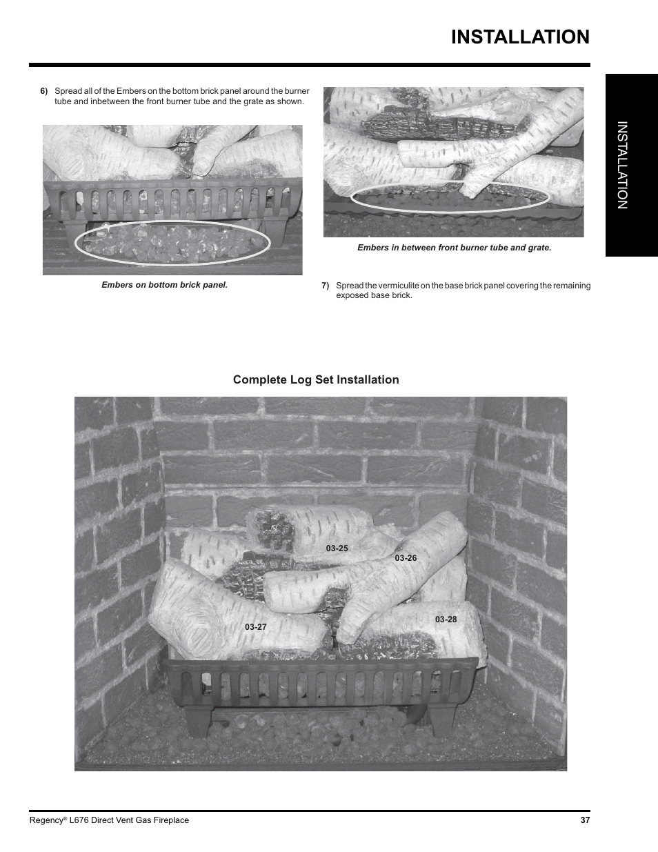 Installation, Inst alla tion | Regency Liberty L676 User Manual | Page 37 / 56