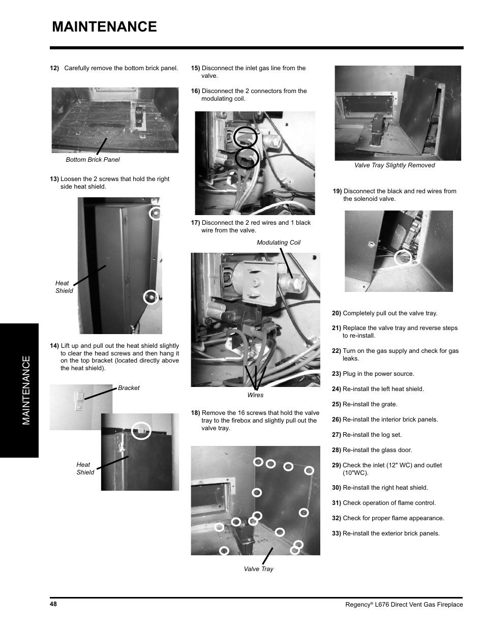 Maintenance | Regency Liberty L676 User Manual | Page 48 / 56