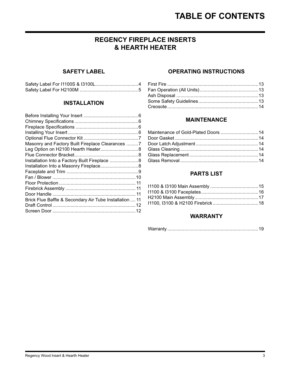 Regency I3100L User Manual | Page 3 / 20