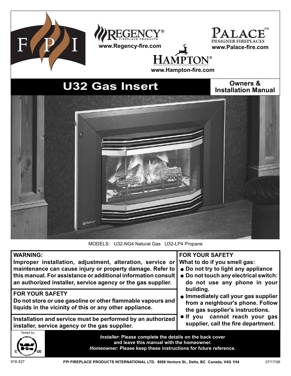 Regency NATURAL GAS U32-NG4 User Manual | 40 pages