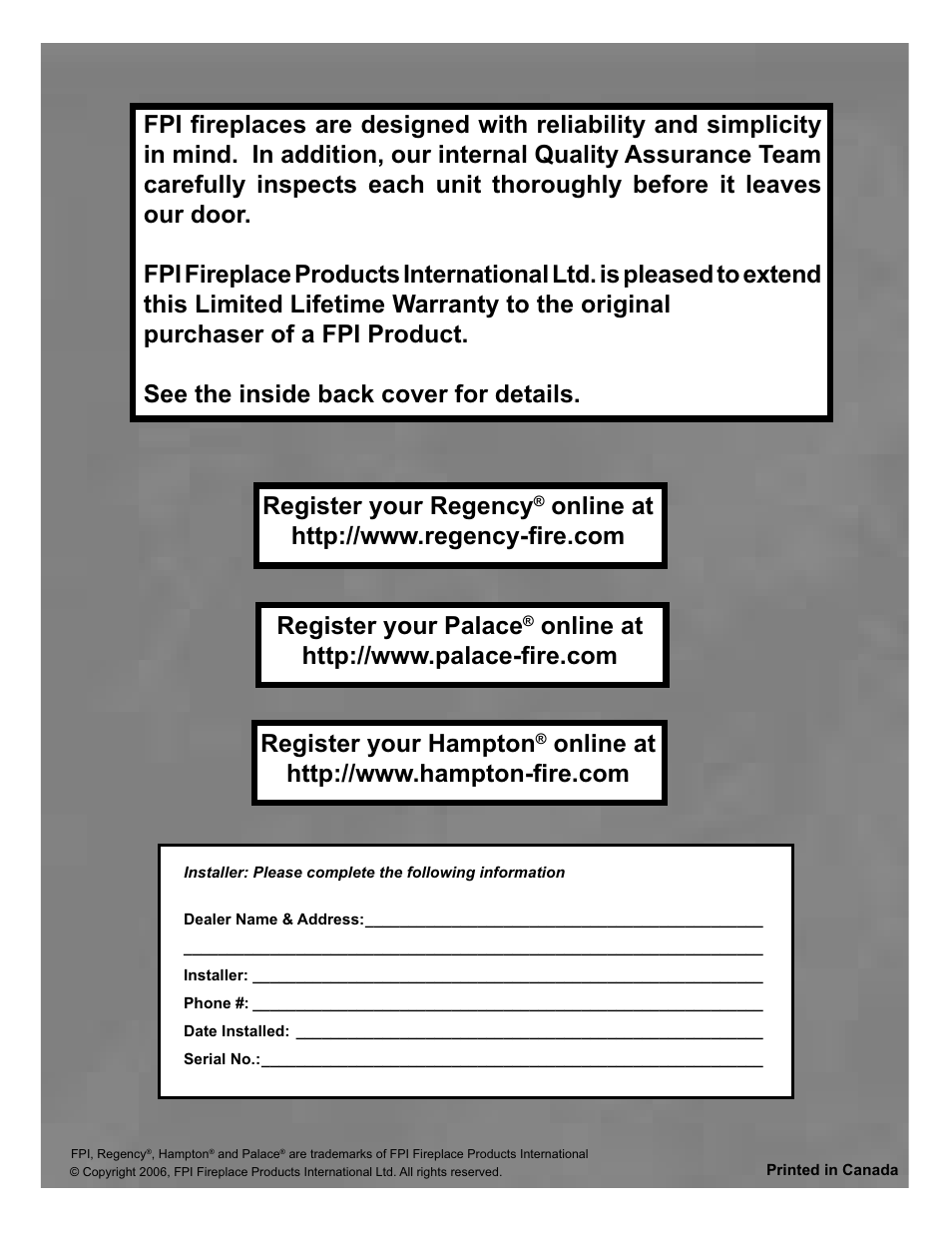 Register your palace | Regency NATURAL GAS U32-NG4 User Manual | Page 40 / 40