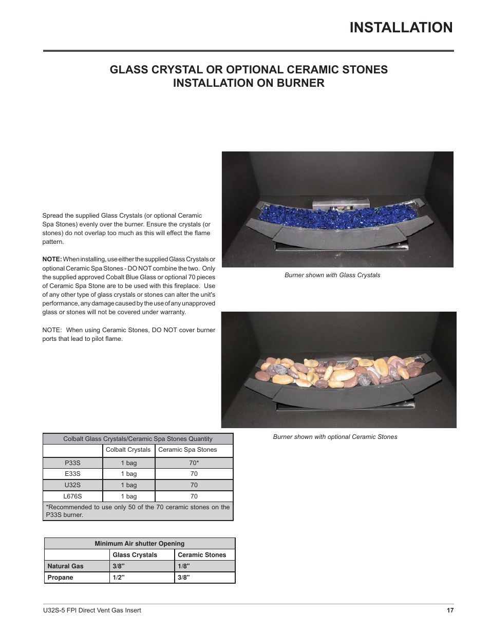 Installation | Regency Sunrise U32S-NG5 User Manual | Page 17 / 36