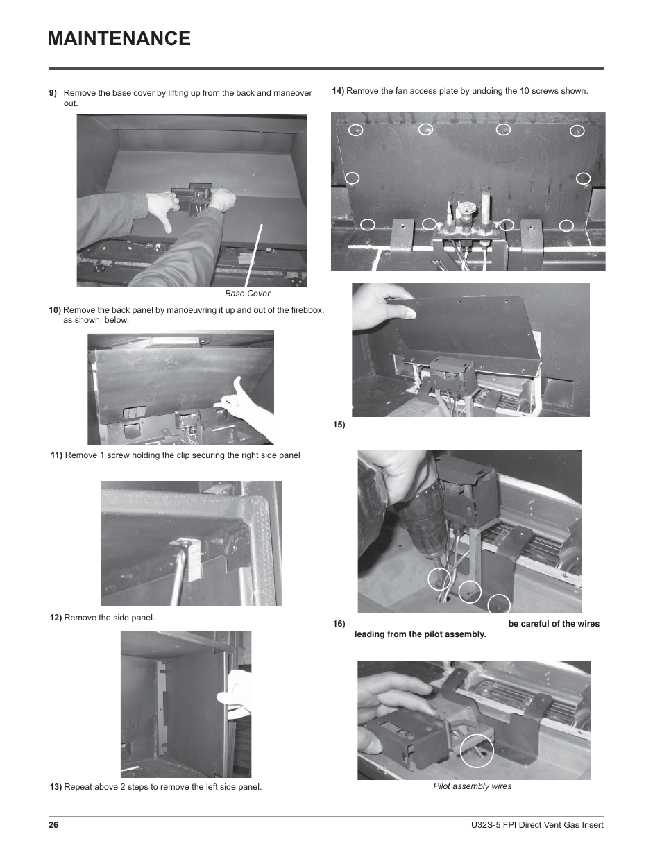 Maintenance | Regency Sunrise U32S-NG5 User Manual | Page 26 / 36