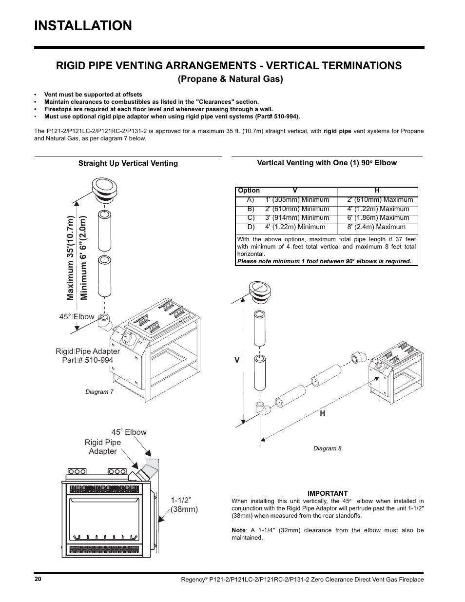 Installation, Propane & natural gas) | Regency P121 User Manual | Page 20 / 48