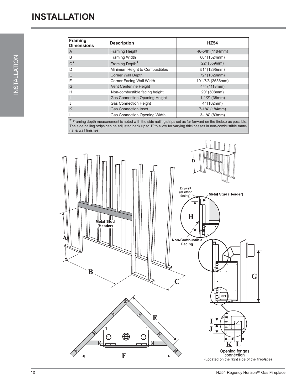Installation, Inst alla tion | Regency Horizon HZ54 User Manual | Page 12 / 48
