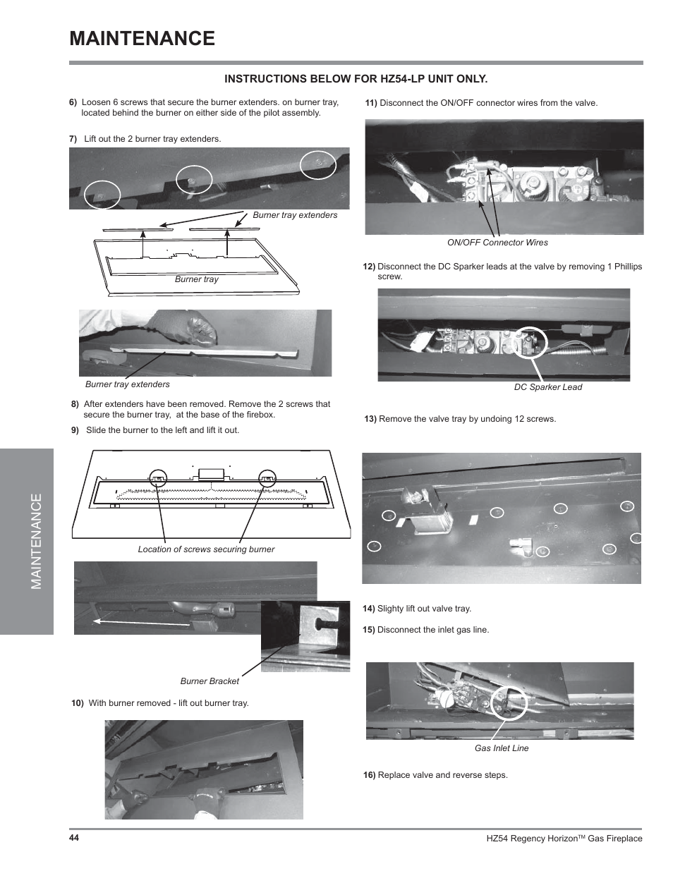 Maintenance | Regency Horizon HZ54 User Manual | Page 44 / 48