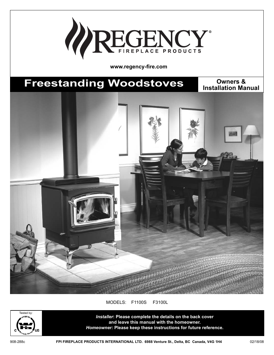 Regency F3100L User Manual | 28 pages