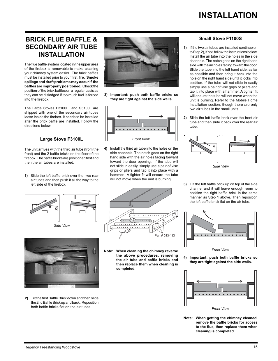 Installation | Regency F3100L User Manual | Page 15 / 28