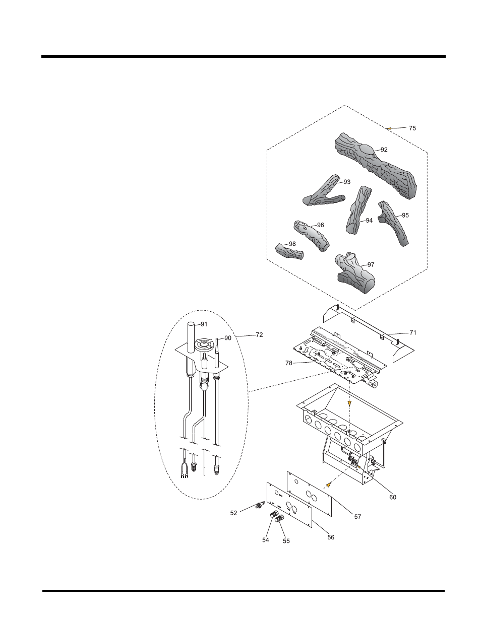 Parts list, Burner & log assembly | Regency F38-NG2 User Manual | Page 21 / 23