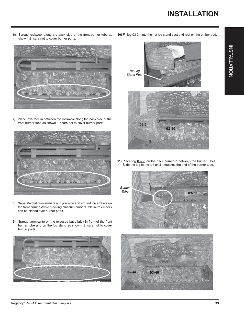 Installation, Inst alla tion | Regency P40 User Manual | Page 33 / 56