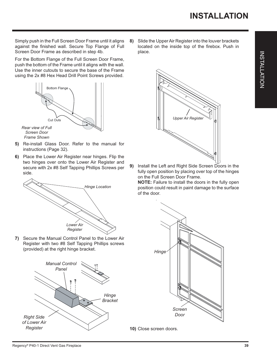 Installation | Regency P40 User Manual | Page 39 / 56