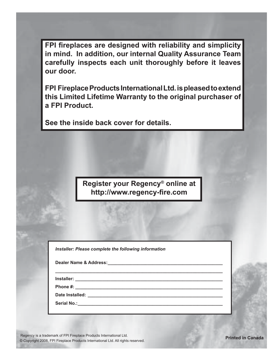 Register your regency | Regency P40 User Manual | Page 56 / 56