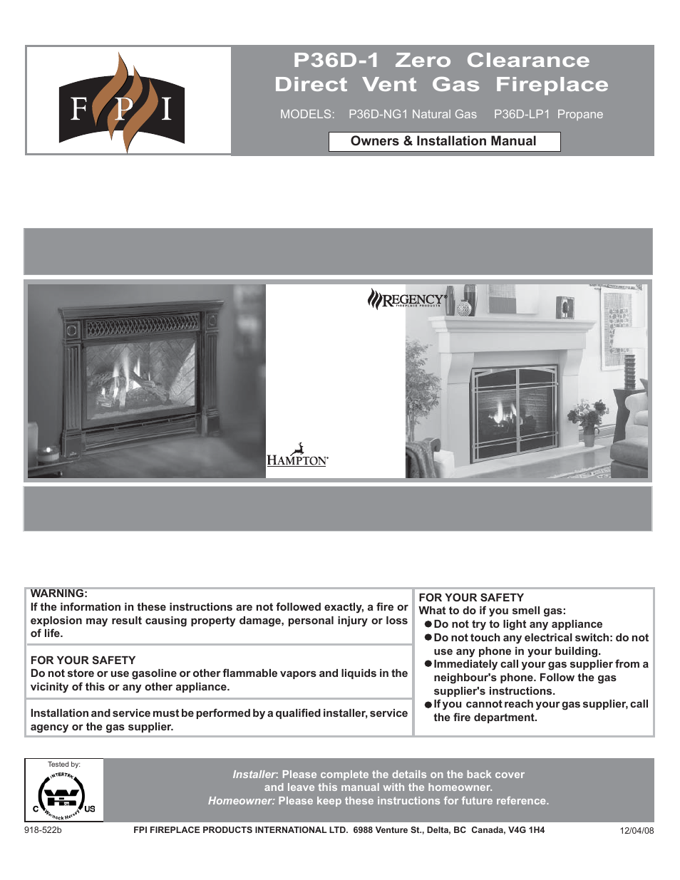 Regency Panorama P36D User Manual | 72 pages