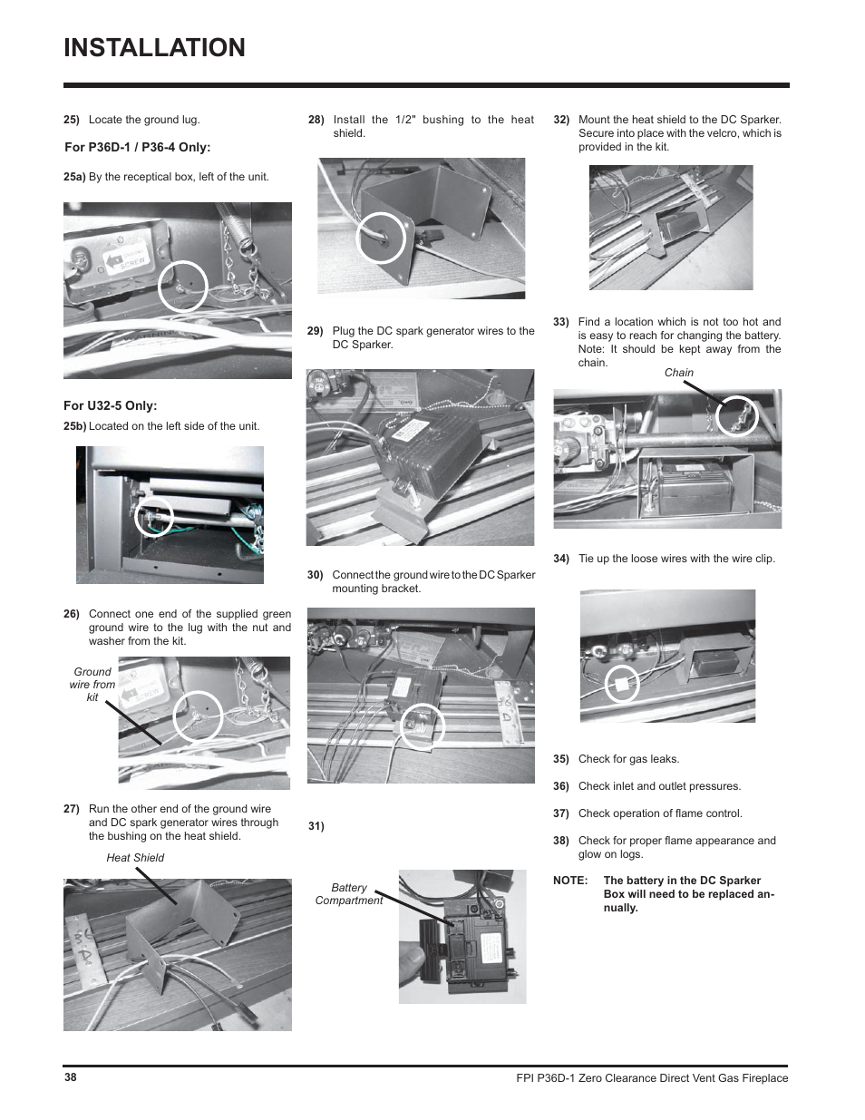 Installation | Regency Panorama P36D User Manual | Page 38 / 72