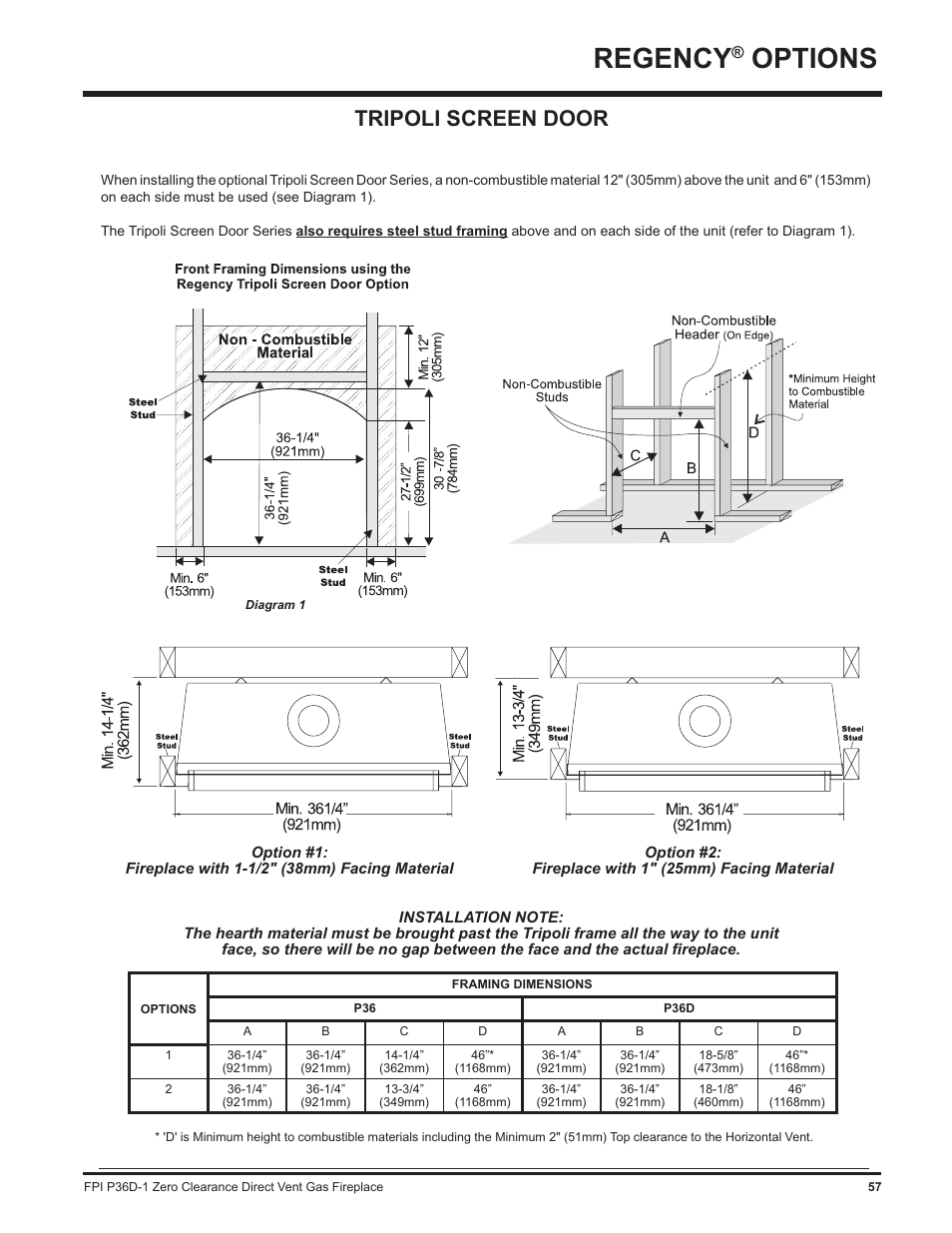 Regency, Options, Tripoli screen door | Regency Panorama P36D User Manual | Page 57 / 72