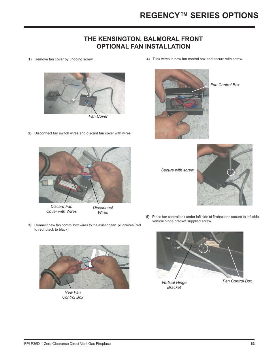 Regency™ series options | Regency Panorama P36D User Manual | Page 63 / 72