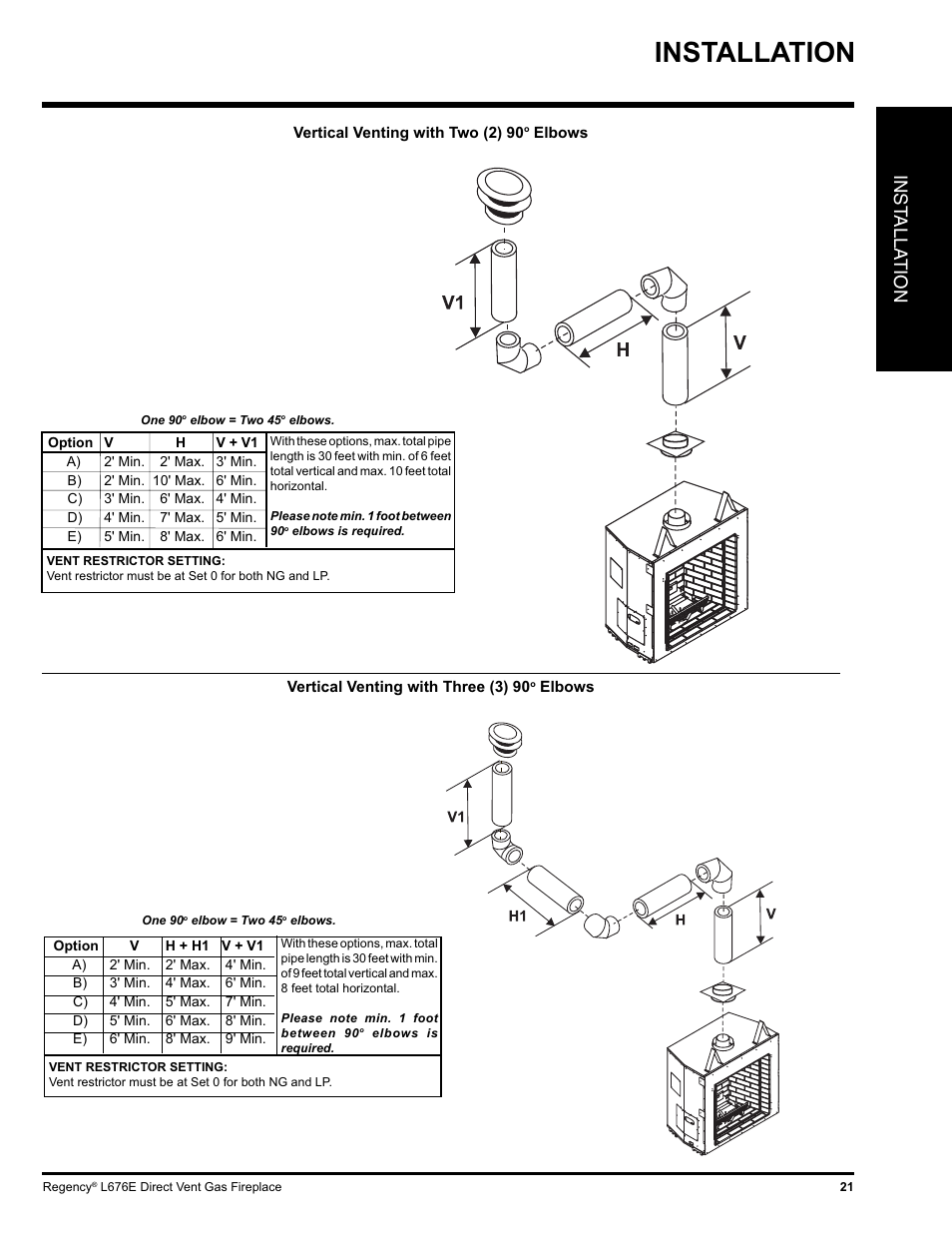 Installation, Inst alla tion | Regency LIBERTY L676E-NG User Manual | Page 21 / 48
