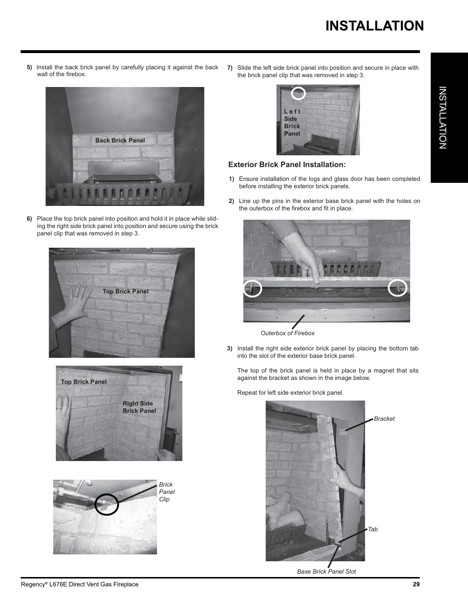 Installation, Inst alla tion | Regency LIBERTY L676E-NG User Manual | Page 29 / 48