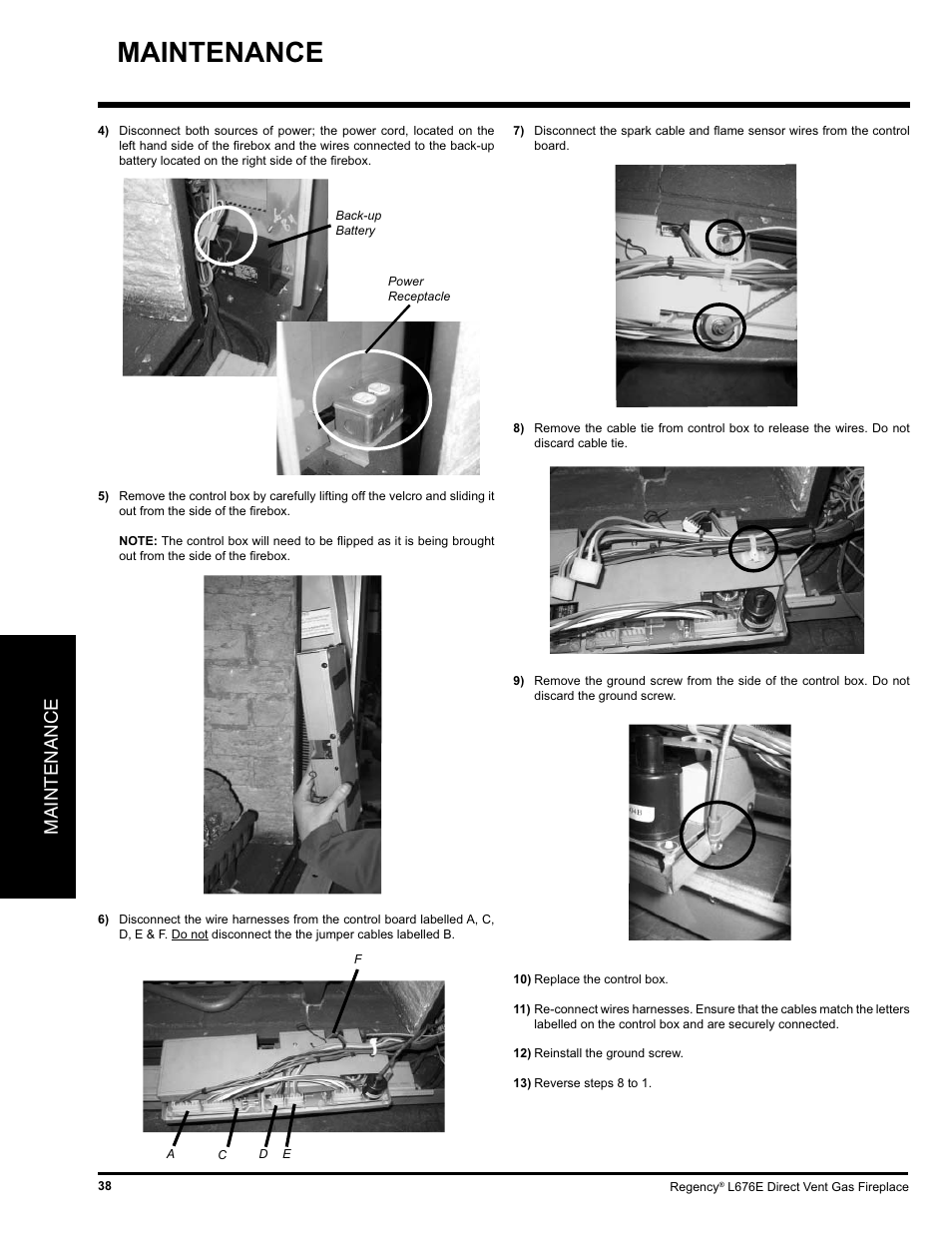 Maintenance | Regency LIBERTY L676E-NG User Manual | Page 38 / 48